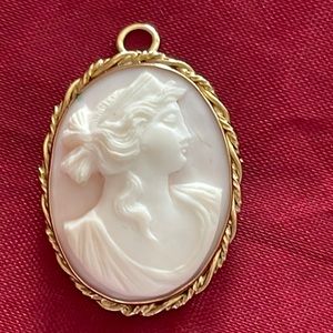 Pink conch shell cameo beautiful can be brooch or pendant exquisite piece